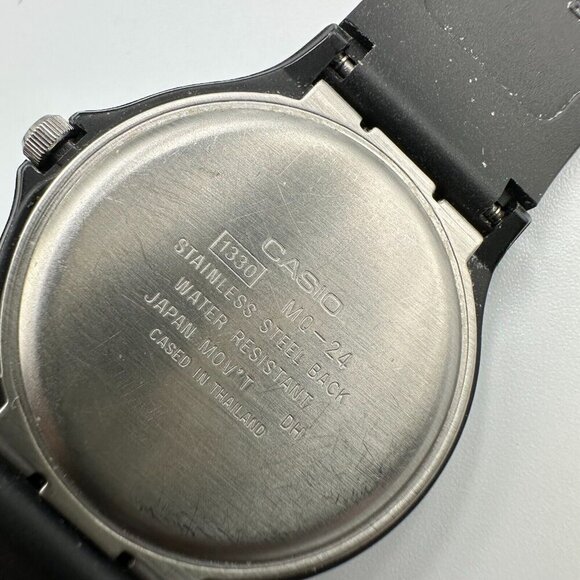 3/$30 Casio Watch Men Women All Black White Dial 33MM Round Dial  9" - Picture 6 of 13